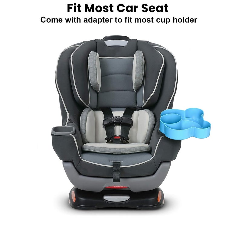 BlueOrigin Car Seat Tray - Convert Cup Holder to Snacks, Toys Tray for Kids Travel, 360 Rotatable (Blue) - Image 3